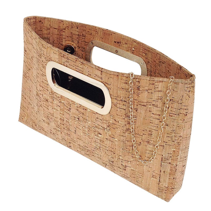 JNB Cork Top Handle Clutch, Gold - Image 4